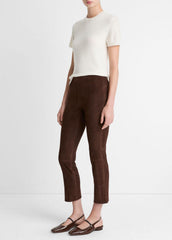 Suede Split-Hem Cropped Pant in Leggings - CHOCOLATE | VINCE Women