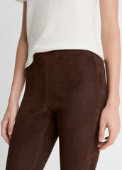 Suede Split-Hem Cropped Pant in Leggings - CHOCOLATE | VINCE Women