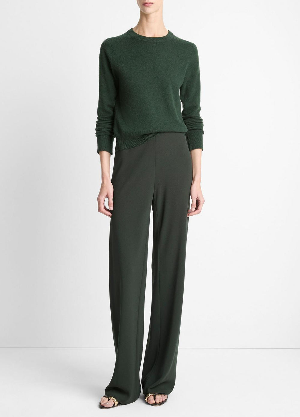 Colette High-Rise Crepe Bias Pant in Trousers - VERDE | VINCE Women