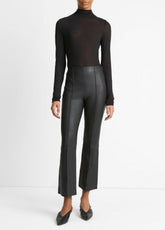 Stretch-Leather Crop Flare Pant in Trousers - BLACK | VINCE Women