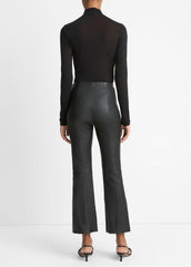 Stretch-Leather Crop Flare Pant in Trousers - BLACK | VINCE Women