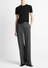 Italian Jaspe Pintuck High-Waist Wide-Leg Pant in Wide Leg - MEDIUM HEATHER GREY | VINCE Women
