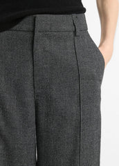 Italian Jaspe Pintuck High-Waist Wide-Leg Pant in Wide Leg - MEDIUM HEATHER GREY | VINCE Women