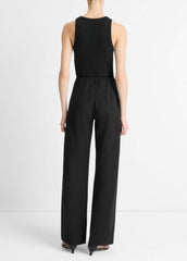 Cotton-Blend High-Waist Bias Pant in Trousers - BLACK | VINCE Women