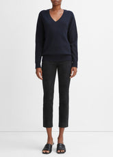 Stretch Suede Split Hem Crop Legging in Leggings - COASTAL BLUE | VINCE Women