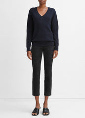 Stretch Suede Split Hem Crop Legging in Leggings - COASTAL BLUE | VINCE Women
