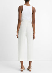 Grace Mid-Rise Linen-Blend Pull-On Pant in Trousers - OFF WHITE | VINCE Women