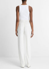 Linen-Blend High-Rise Pull-On Pant in Trousers - OFF WHITE | VINCE Women