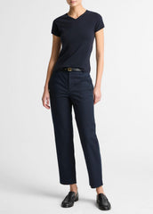 Avery Mid-Rise Italian Stretch-Cotton Chino Pant in Trousers - COASTAL BLUE | VINCE Women