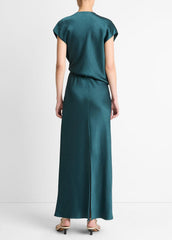 Draped Satin Cowl-Neck Dress in Dresses - JUNIPER | VINCE Women