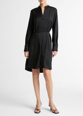 Matte Satin Band-Collar Dress in Dresses - BLACK | VINCE Women