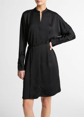 Matte Satin Band-Collar Dress in Dresses - BLACK | VINCE Women