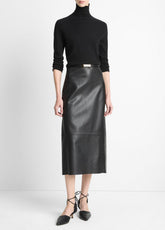 Leather Straight Skirt in Skirts - BLACK | VINCE Women