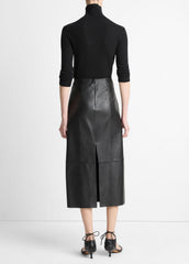 Leather Straight Skirt in Skirts - BLACK | VINCE Women