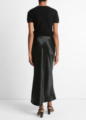 Satin Side-Slit Slip Skirt in Skirts - BLACK | VINCE Women