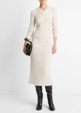 Cozy Rib Midi Skirt in Skirts - HEATHER CREAM OAT | VINCE Women