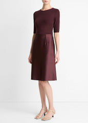 Satin A-Line Knee Skirt in Skirts - OXBLOOD | VINCE Women