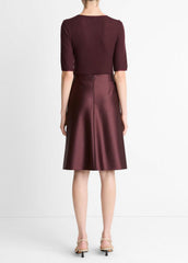 Satin A-Line Knee Skirt in Skirts - OXBLOOD | VINCE Women