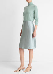 Satin A-Line Knee Skirt in Skirts - ALOE STONE | VINCE Women