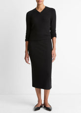 Cozy Rib Midi Skirt in Skirts - BLACK | VINCE Women