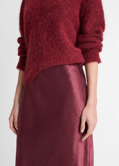 Satin Side-Slit Slip Skirt in Skirts - BORDEAUX | VINCE Women