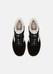 Oasis Suede & Shearling Sneaker in Sneakers - BLACK | VINCE Women
