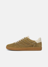 Oasis Contrast-Edge Suede Sneaker in Sneakers - OLIVEWOOD/FLAX | VINCE Women