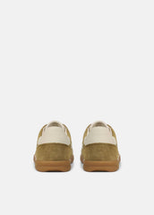 Oasis Contrast-Edge Suede Sneaker in Sneakers - OLIVEWOOD/FLAX | VINCE Women