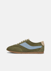 LA Suede & Leather Runner Sneaker in Sneakers - LODEN GREEN/GLACIAL BLUE | VINCE Women