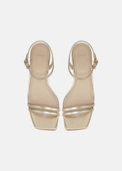 Tilda Metallic Leather Heeled Sandal in Heels - CHAMPAGNE | VINCE Women