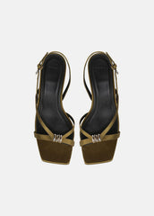 Tali Satin Slingback Sandal in Heels - OLIVE WOOD | VINCE Women