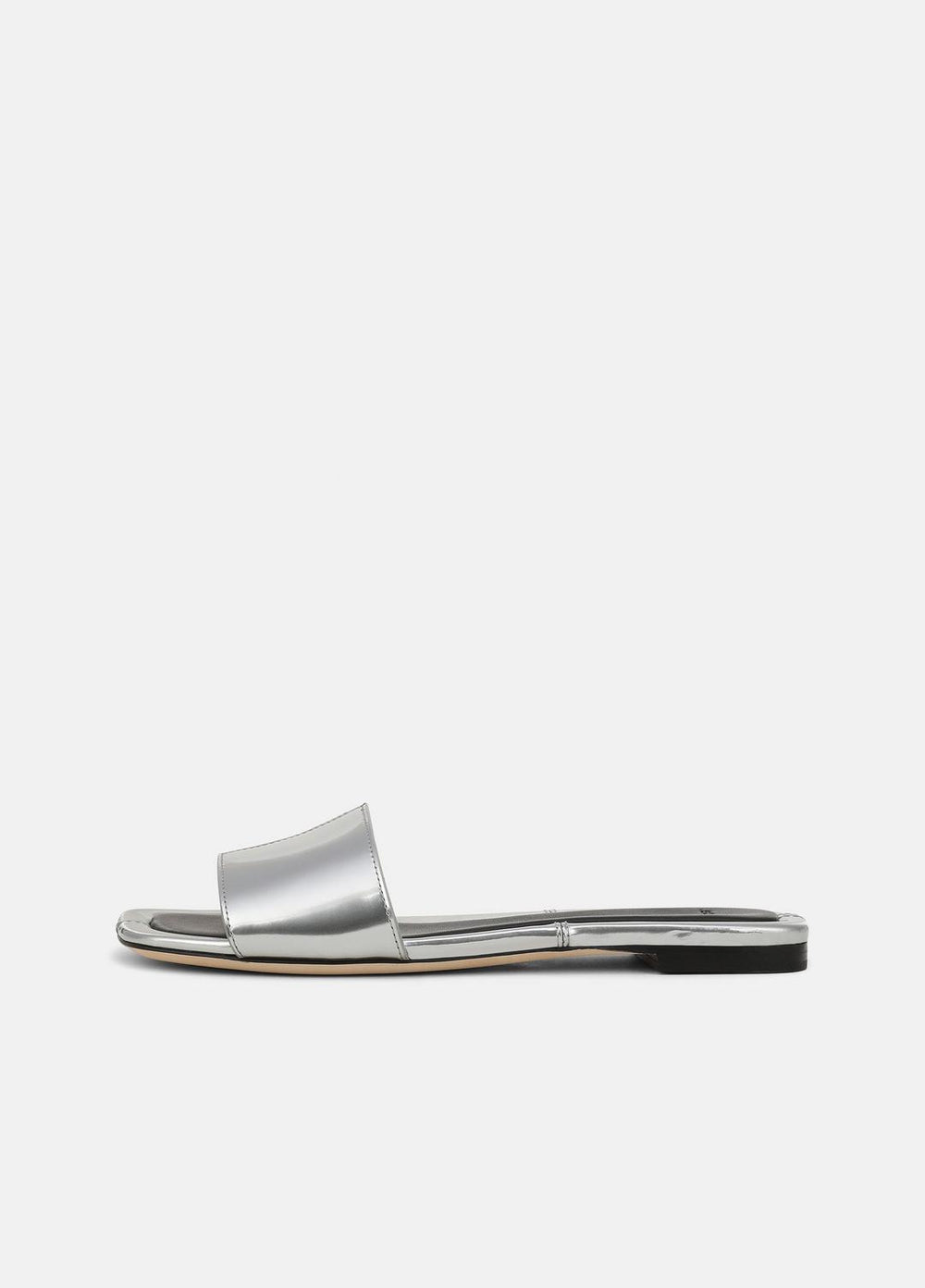 Valeria Metallic Leather Slide Sandal in Sandals - SILVER | VINCE Women