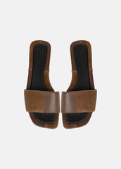 Valeria Leather & Suede Slide Sandal in Sandals - CEDAR BROWN/ELMWOOD | VINCE Women