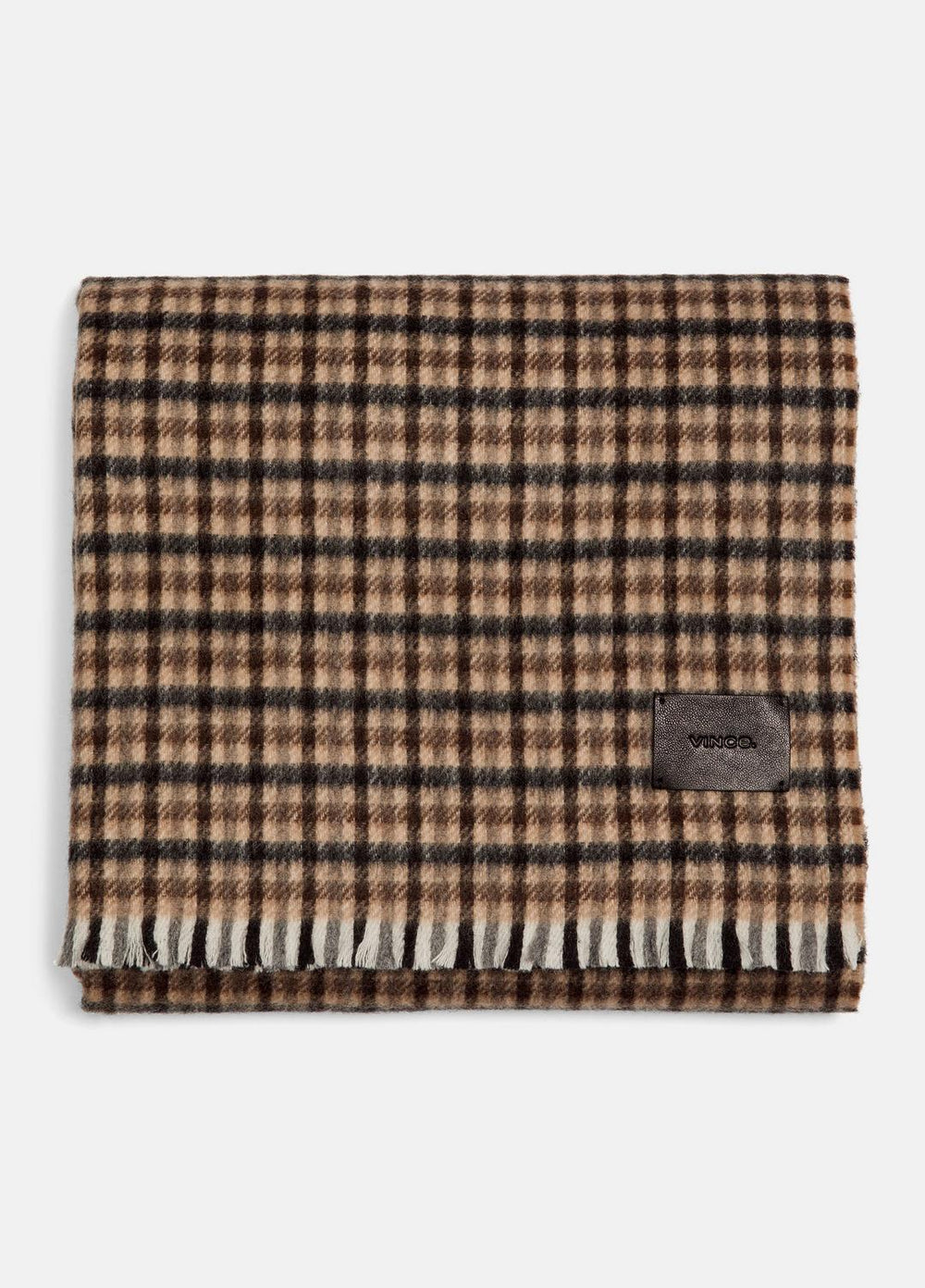 Gingham Wool-Cashmere Oversized Wrap in Scarves & Hats - BLACK/GRAPE | VINCE Women
