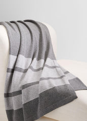 Cashmere Jersey Stripe Throw in Pillows & Blankets - MEDIUM HEATHER GREY | VINCE Women