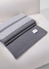 Cashmere Jersey Stripe Throw in Pillows & Blankets - MEDIUM HEATHER GREY | VINCE Women