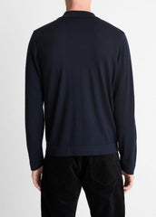 Featherweight Merino Wool-Cashmere Sweater Shirt in Long Sleeve - COASTAL BLUE | VINCE Men