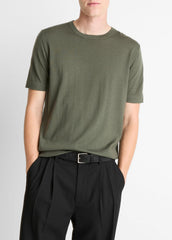 Featherweight Merino Wool-Cashmere Short-Sleeve Sweater in Short Sleeve - SYCAMORE | VINCE Men