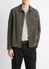 Nubuck Leather Trucker Jacket in Leather Jackets - SYCAMORE | VINCE Men