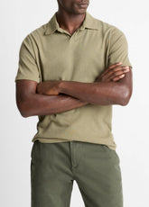Cotton Johnny-Collar Polo Shirt in Henleys & Polos - SAGE | VINCE Men