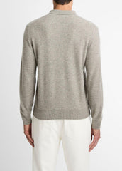 Plush Cashmere Johnny-Collar Polo in Cashmere - HEATHER MOUSE | VINCE Men