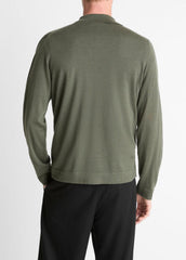 Featherweight Merino Wool-Cashmere Sweater Shirt in Long Sleeve - SYCAMORE | VINCE Men
