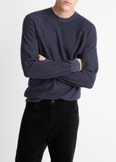 Geo-Jacquard Wool-Blend Crew Neck Sweater in Crew Neck - HYACINTH/COASTAL BLUE | VINCE Men