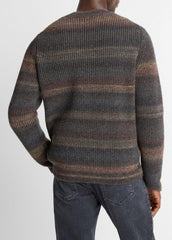 Space-Dye Shaker Wool-Blend Sweater in Crew Neck - HEATHER BLACK COMBO | VINCE Men