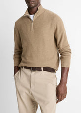 Geo-Jacquard Wool-Blend Quarter-Zip Sweater in Crew Neck - TETON/RIVER SAND | VINCE Men