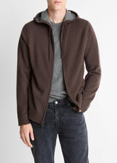 Cashmere Zip-Front Hoodie in Sweatshirts & Hoodies - MISSION/MEDIUM HEATHER GREY | VINCE Men