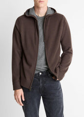 Cashmere Zip-Front Hoodie in Sweatshirts & Hoodies - MISSION/MEDIUM HEATHER GREY | VINCE Men