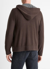 Cashmere Zip-Front Hoodie in Sweatshirts & Hoodies - MISSION/MEDIUM HEATHER GREY | VINCE Men