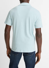 Cotton Johnny-Collar Polo Shirt in Henleys & Polos - DARK CASCADE | VINCE Men