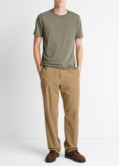 Pima Cotton Crew Neck T-Shirt in Short Sleeve - SYCAMORE | VINCE Men